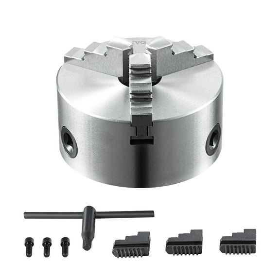 VEVOR 3-Jaw Lathe Chuck,6'',Self-Centering Lathe Chuck,0.14- 6.3 in/3.5-160 mm Clamping Range with T-key Fixing Screws Reversible Jaws,for Lathe 3D Printer Machining Center Milling Drilling Machine