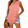 thumbnail image 1 of Camisetas sin mangas para mujer, cuello en V, color sólido básico, casual, fluido, verano, sin mangas Zhivalor WRHS-246-4, 1 of 6