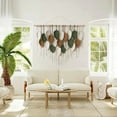 thumbnail image 4 of Large Macrame Wall Hanging Boho Woven Tapestry,Chic Home Decor Modern Bohemian Handmade Leaf Feather Wall Art Decorations for Apartment Dorm Living Room Bedroom Nursery Backdrop 39"W X 29.5"L, 4 of 8