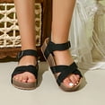thumbnail image 6 of HaiMao Women Flat Sandals Flatform Ankle Buckle Criss Cross Band Straps Sandals Shoes Black 9.5(43), 6 of 9