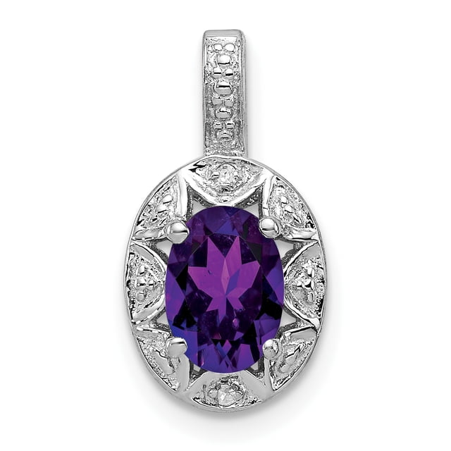 Collier Pendentif en Argent Sterling 925 avec Améthyste Diamant, Pierre de Naissance, Février