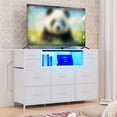 thumbnail image 3 of QinaQin Cómoda de 10 cajones de tela con luces LED, estación de carga, repisas abiertas y cubierta de madera, ideal como mueble para TV, 3 of 8