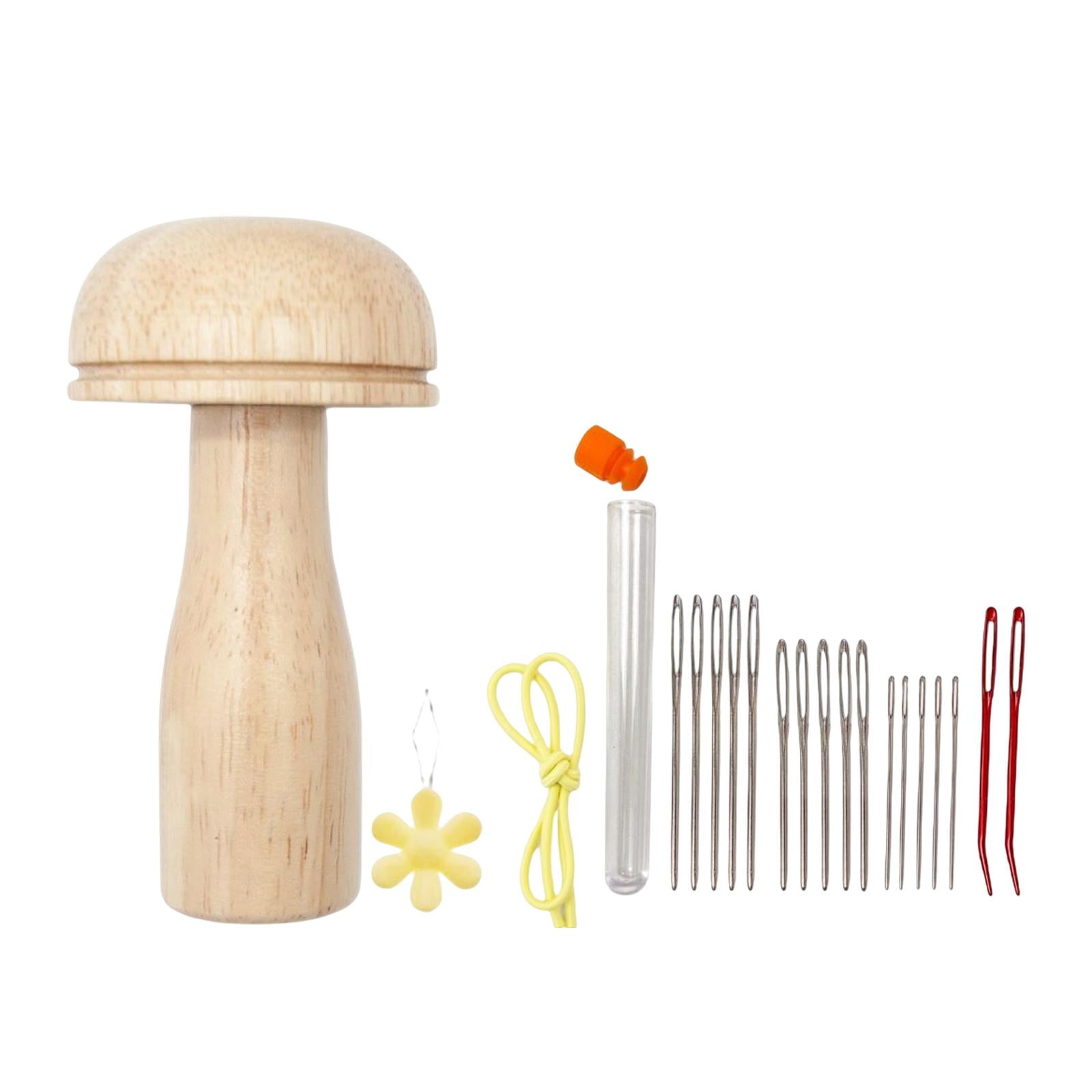 JUSTDOLIFE Sock Darning Kit Wood Darning Mushroom Darning Needle Thread for  Adults & Kids DIY, Handicraft Class, Travel, Home Darner (red)