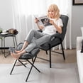 thumbnail image 2 of Gymax Chaise d'Appoint Moderne avec Ottoman en Tissu de Lin Fauteuil avec Dossier Réglable, 2 of 9