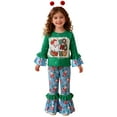 thumbnail image 3 of Jamsmile Toddler Girls Outfits Sets Snowman Holiday Party Two Piece Santa Claus Print Flare Sleeve Tops And Pants Winter Clothes, 3 of 9