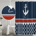 thumbnail image 4 of Navy Blue Coastal Shower Curtain Set - Long 72" x 84" Washable Bathtub Curtain with 12 Hooks, Nautical Ocean Sea Anchor Abstract Art Waterproof Fabric Stall Shower Curtains for Bathroom/Bathtub, 4 of 6