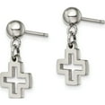 thumbnail image 3 of Stainless Steel Polished Cross Post Dangle Earrings Made In China sre909, 3 of 5
