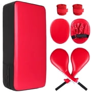 7-in-1 Taekwondo Kick Pad Set, Martial Art Kicking Pad, PU Leather Boxing Focus Pad, Boxing Training Equipment, Target Punching Pads & Hand Wraps for Karate, Sparring, MMA, Muay Thai