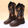 thumbnail image 6 of LIPROFE Women's Sunflower Embroidery Cowboy Boots, Low Heel, Brown, Size 10, 6 of 7