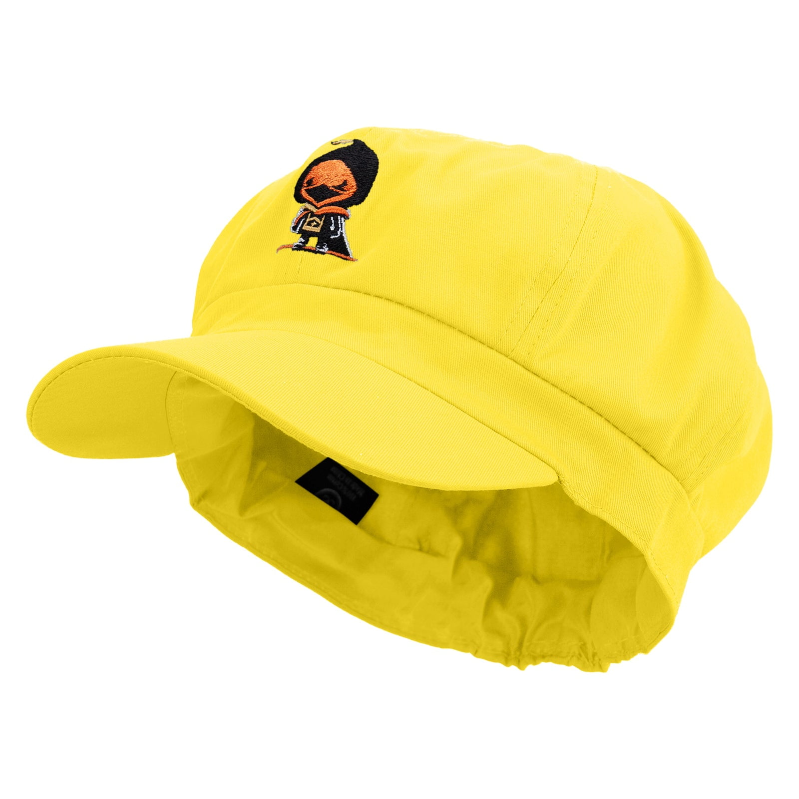 Chicken Warrior Embroidered Cotton Elastic Newsboy Cap - Yellow