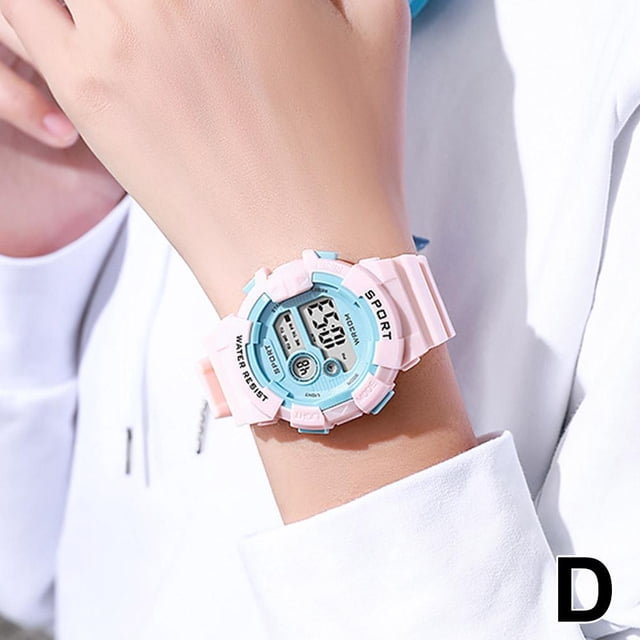 SGACAI Student Electronic Watch Small Macaron Style Luminous Alarm Clock Sports Electronic Watch
