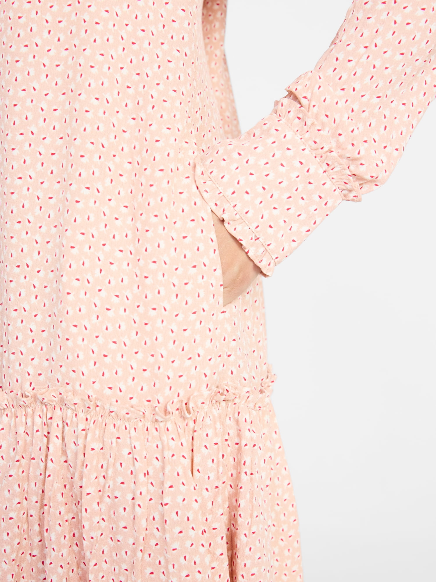 Time and Tru Women's Ruffle Mini Shirtdress, Sizes XS-XXXL