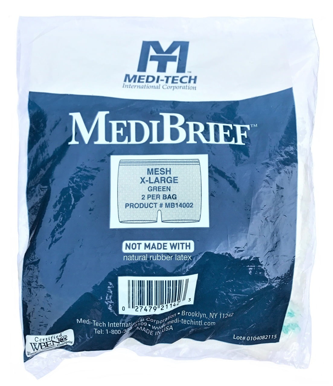 MediBrief Mesh Briefs, X-Large, Green Waistband - Pack of 2