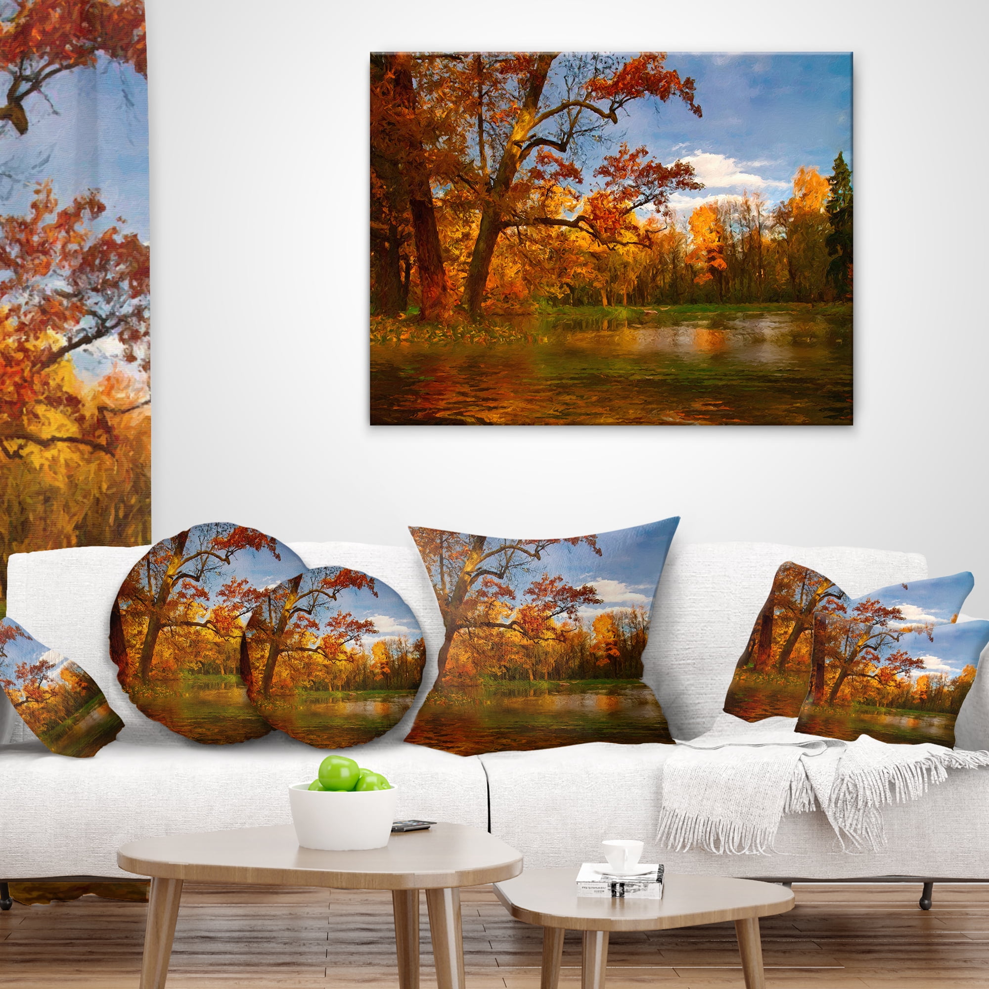 Designart Quiet and Silent Autumn - Landscape Printed Throw Pillow - 18x18