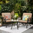 thumbnail image 3 of CLEARANCE! LAUSAINT HOME 3 PCS Luxury Outdoor Furniture Conversation Set,Patio Rocking Chairs with Coffee Table,Bistro Sets with Padded Cushion for Porch Garden Balcony, 3 of 5