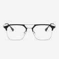 thumbnail image 4 of Black and Silver Rimmed Aviator-style Square Reading Glasses 4.00 for Men, Blue Light Blocking Metal Readers +4.00, Fashion Classic Presbyopia Glasses +400 strength, 4 of 6