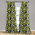 thumbnail image 4 of Ambesonne Grey Curtains, Abstract Floral Retro Pattern, Pair of 28"x63", Yellow and White, 4 of 4