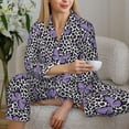 thumbnail image 6 of Pajama Sets for Women 2 Pcs, Purple Butterflies Button Down Long Sleeve Sleepwear Lounge PJ Sets, 6 of 6