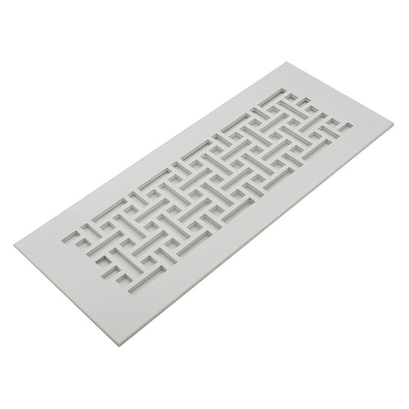 6X12 Basketweave Pattern Floor Register - White Steel - Metal Vent Cover Grille for Home Floors, Walls, and Ceilings with Mounting Holes | BWL16-814-SWH