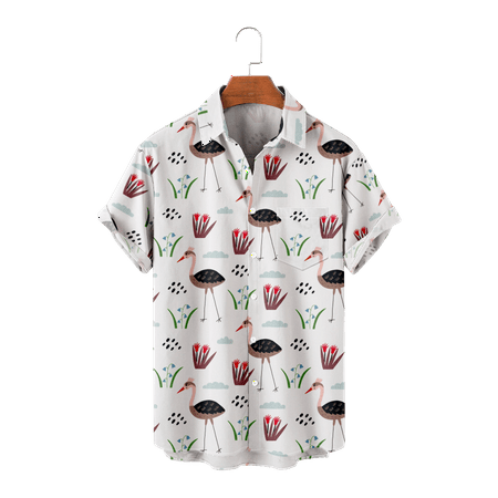 

MLFU Family Matching Flamingo Shirt Button Down Short Sleeve Casual Fashion Tops with Pocket Bowling Shirts for Men Women