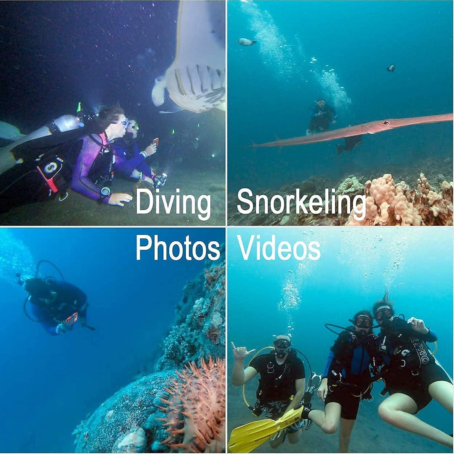 Prociv Universal Underwater Phone Case for Snorkeling, IP68 Professional Diving Waterproof Outdoor Cellphone Case with Lanyard for Most of Samsung Galaxy and iPhone Series Black