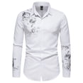 thumbnail image 1 of Camisa de manga larga con estampado floral para hombre - Mezcla de poliéster, ropa informal para el día a día, 1 of 7