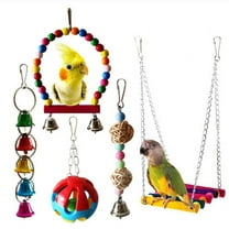 Bird Toys for Parakeets 5Pcs, Birds Cockatiel Toys Parakeet Chewing Toy Hanging Hammock Swing Bird Cage Toys