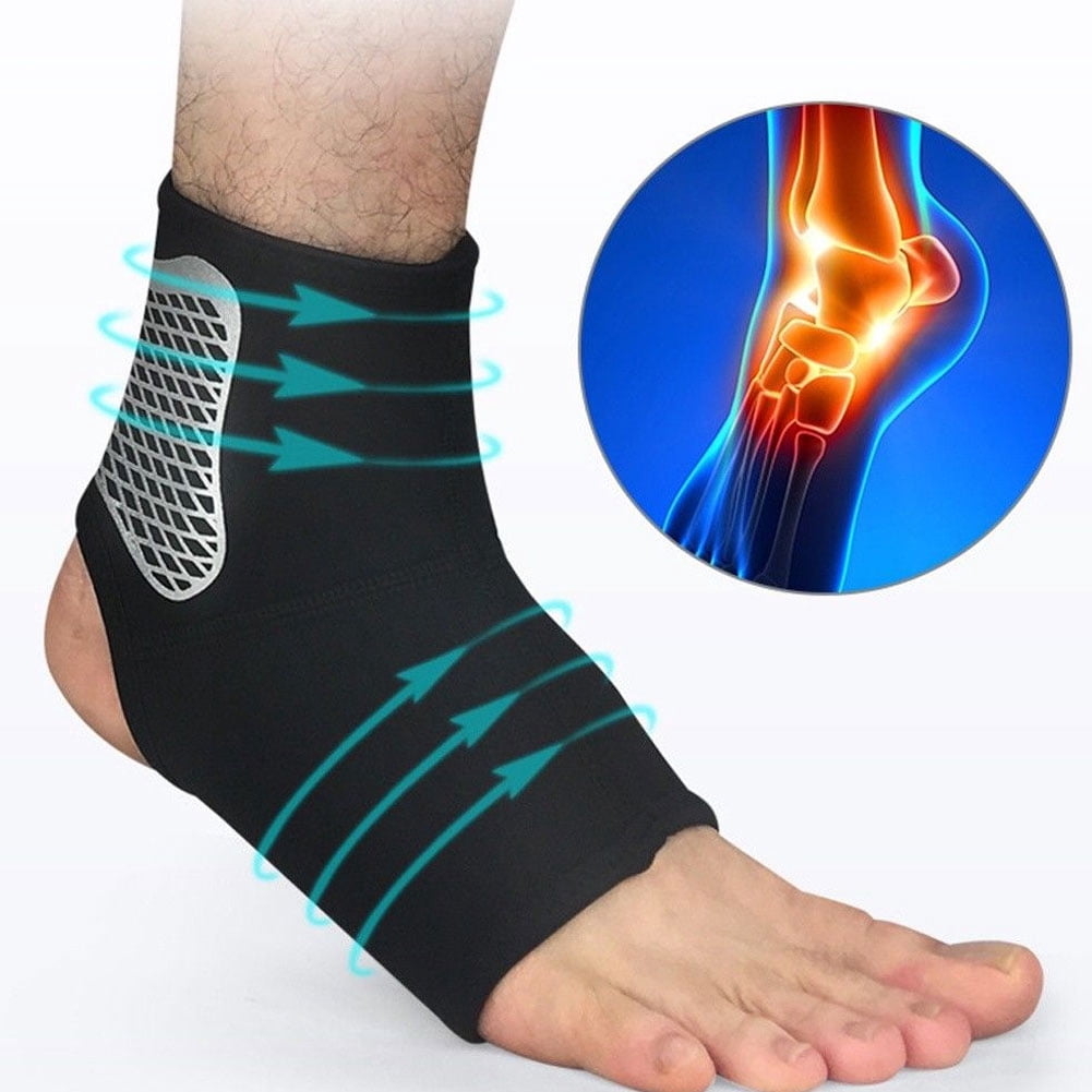Yesbay Ankle Sprain Brace Foot Support Bandage Achilles Tendon Strap Guard Protector-Black