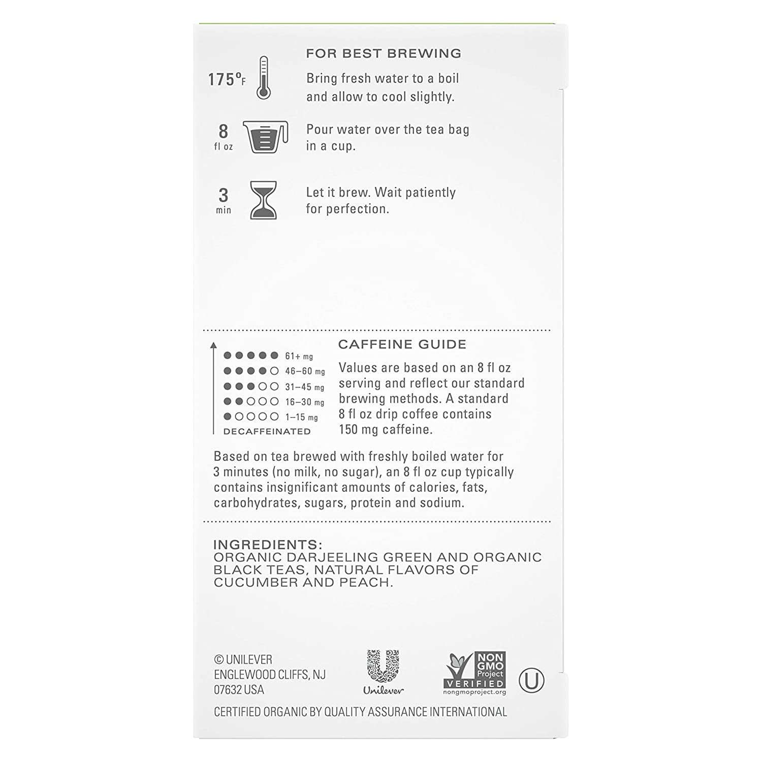 Tazo Organic Peachy Green Tea Bags For a Refreshing Cup of Tea Green Tea Moderate Caffeinated Tea 20 ct, Pack of 6