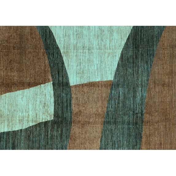 Ahgly Company Indoor Rectangle Abstract Light Blue Modern Area Rugs, 3' x 5'