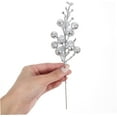 thumbnail image 4 of 20 Pcs Christmas Glitter Spray Berry Stems, Artificial Christmas Tree Picks Berry Stem Foam Christmas Tree Ornaments for Home Party Table Gift Indoor Decor (Silver), 4 of 9