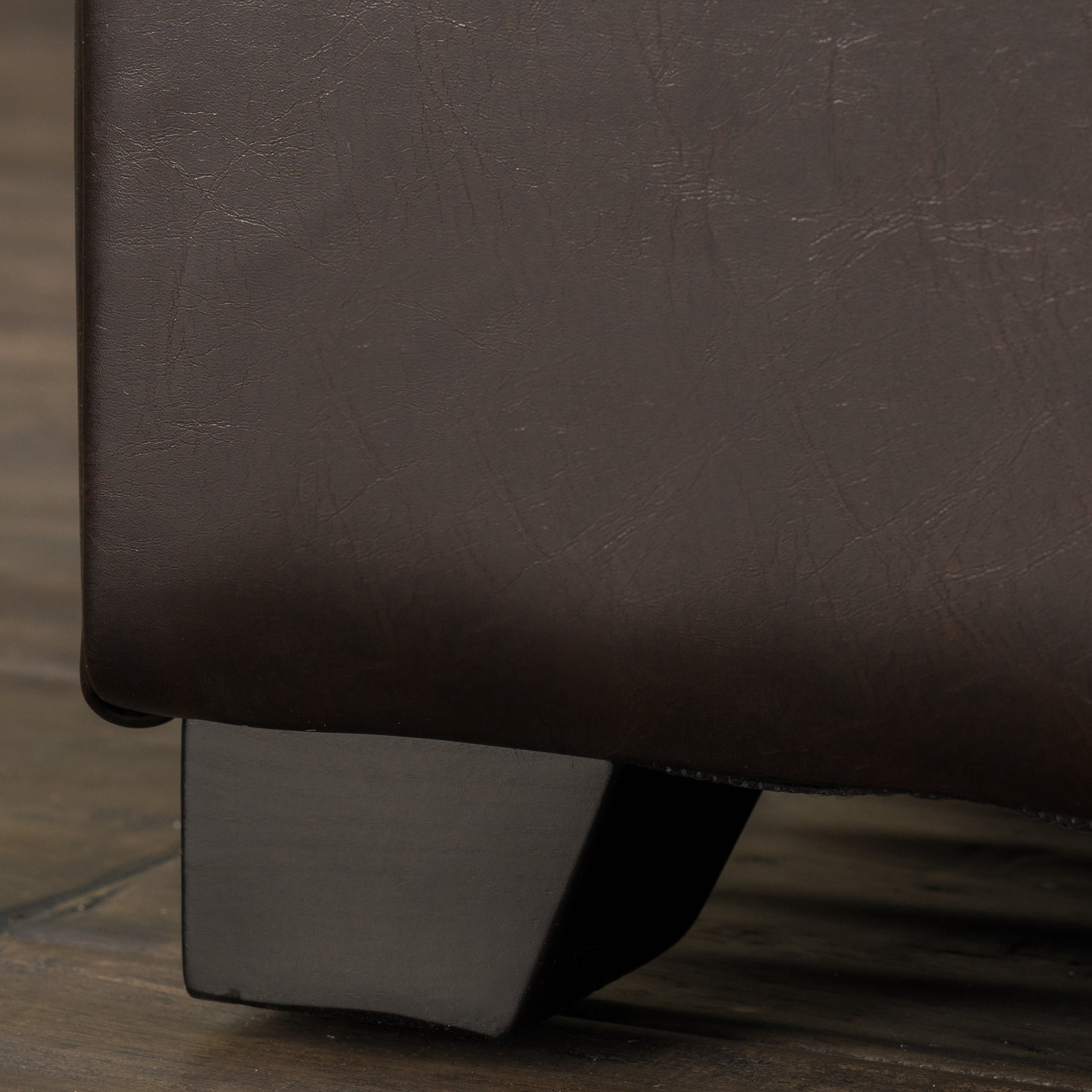 Noble House Franklin Rectangular Faux Leather Storage Ottoman, Brown