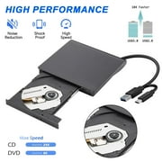 External DVD Drive, Lychee USB 3.0 Type C CD DVD Burner Player Reader Writer Compatible with PC Laptop Desktop MacBook Mac Windows Linux OS, Mac, Black