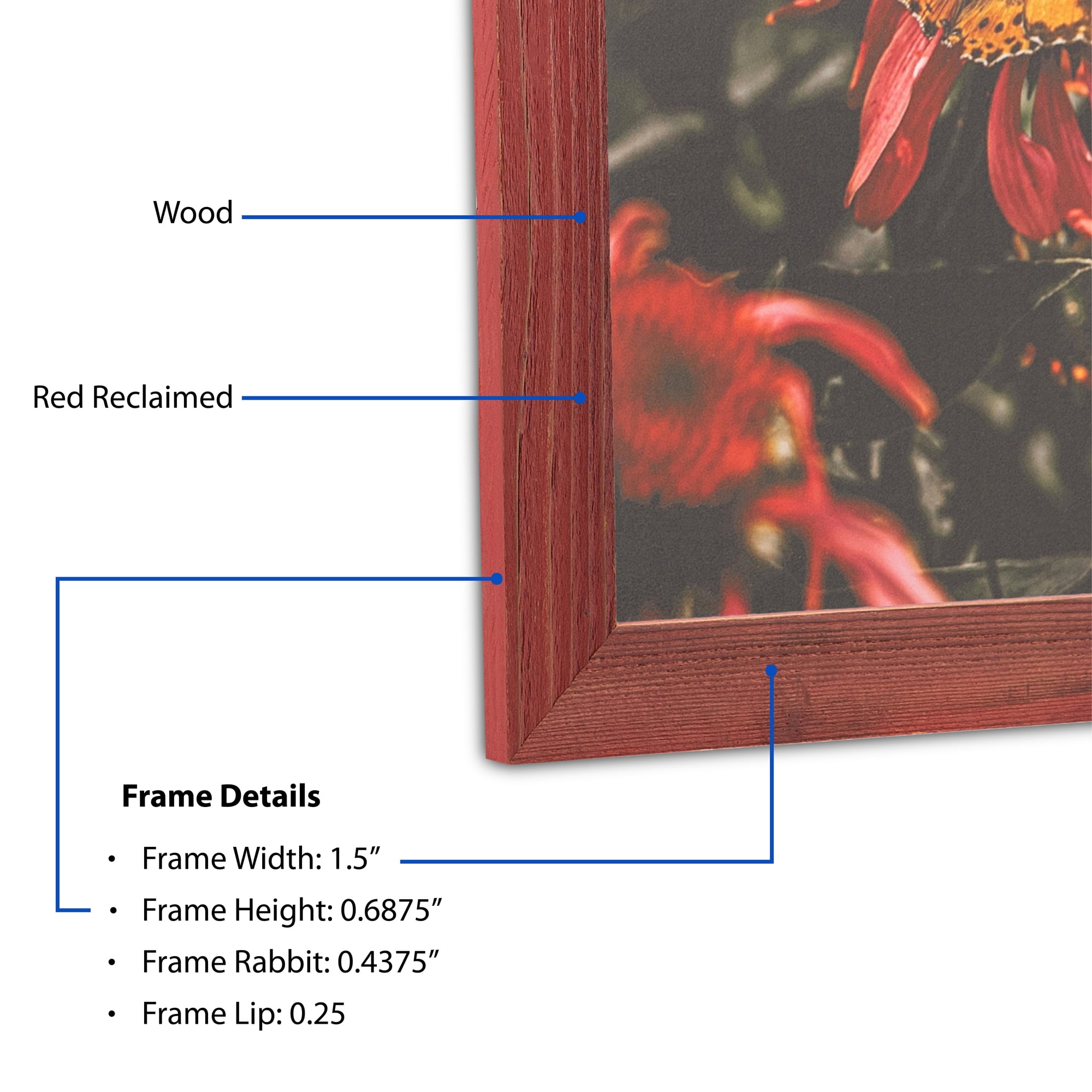 ArtToFrames 16" x 20" Real Reclaimed Red Barnwood Picture Frame, 16x20 inch Red Wood Poster Frame (WOM-4814), 2 Pack
