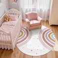 thumbnail image 2 of Wonnitar 4ft Round Rainbow Kids Rug - Colorful Circular Play Mat for Nursery & Playroom, Machine Washable Non-Slip Soft Carpet for Classroom, Teepee, Castle, 2 of 9