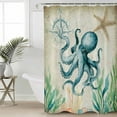 thumbnail image 4 of Shower Curtain Nautical Sea Monster Octopus Waterproof Shower Curtain Set with Hooks for Bathroom Showers,Stalls and Bathtubs,54x78InVintage Compass, 4 of 9