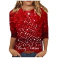 thumbnail image 1 of YDLCAFD Pâques 2024 Europe et États-Unis Noël T-Shirt à Manches Longues Col Rond pour Femmes, 1 of 4