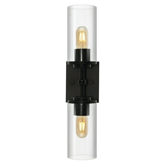 SAFAVIEH Lolita 2-Light LED Black Iron Wall Sconce with Clear Shade