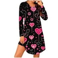 thumbnail image 2 of Sakmal Short Moomoo Nightgowns for Women Black Soft Night dress Heart Print Long Sleeve Nightgowns for Women, 2 of 7