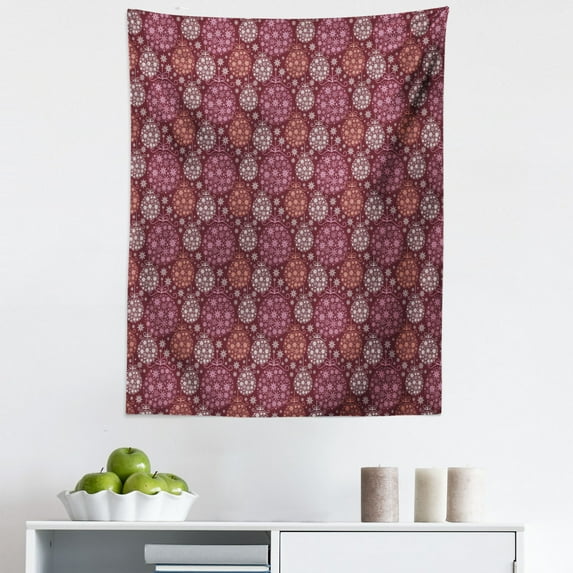 Winter Tapestry, Christmas Baubles Ornamental Details Traditional Holiday, Fabric Wall Hanging Decor for Bedroom Living Room Dorm, 5 Sizes, Pale Orange Dried Rose, by Ambesonne