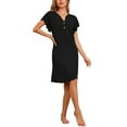 thumbnail image 2 of INSPIRE CHIC Women's Pajamas V-Neck Nightshirt Loungewear Ruffle Short Sleeve Nightgowns S Black, 2 of 4