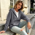 thumbnail image 6 of UDAUDU Womens Zip Up Hoodies Trendy Oversized Fleece Jackets Preppy Loose Fit Travel Hoodie Cute 2026 Fall Fashion Y2k Clothes with Pocket Dark Gray M, 6 of 8