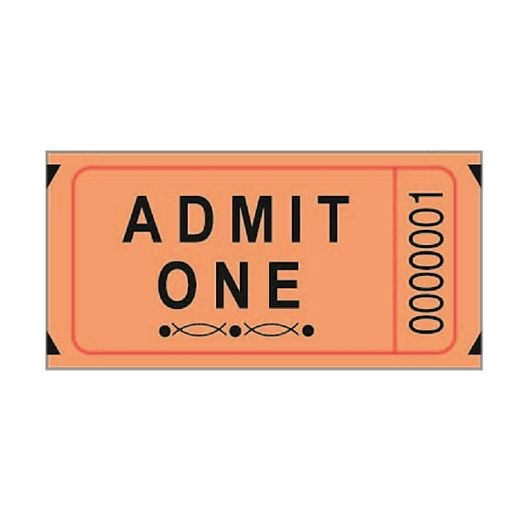 2" Orange Single Raffle Ticket Roll with Black Ink