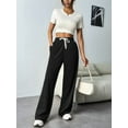 thumbnail image 3 of Women'S High Waist Loose Casual Drawstring Sweatpants Wide Leg Track Pants Fitness Pants with Pockets, 3 of 5