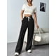 thumbnail image 5 of Pantalones Deportivos Holgados de Cintura Alta con Cordón Ajustable para Mujer, Pantalones Deportivos de Pierna y Bolsillos Negro M, 5 of 7