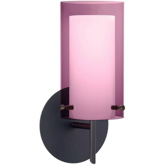 1SW-A44007-LED-BR Besa Lighting Pahu 4-5W 1 LED Mini Wall Sconce-5 Inches Wide by 9.88 Inches High-Bronze Finish-Transparent Amethyst/Opal Glass