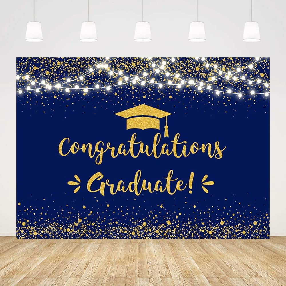Congratulation Graduate Backdrop Class of 2024 Graduation Party Decorations  Background Blue Gold Congrats Grad Decor Banner Photography Background  Studio Photo Booth Props - Walmart.com, image size:1000x1000
