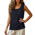 thumbnail image 7 of Womens Linen Embroidered Tank Tops 2026 Trendy Summer Casual Loose Fit Crewneck Sleeveless Shirts Fashion Ladies Blouses, S, 7 of 7