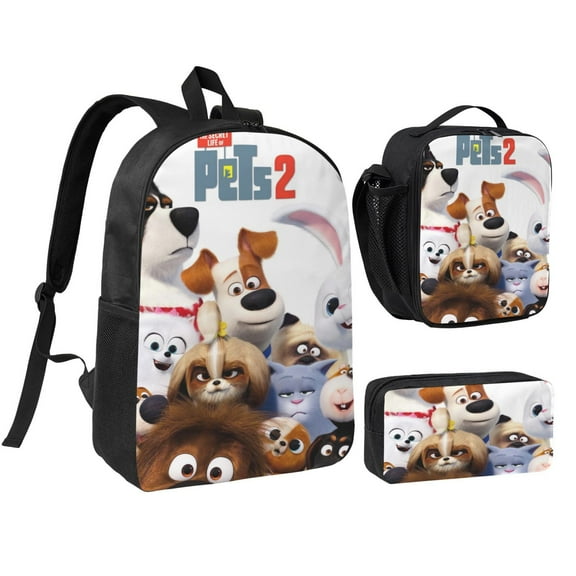 Secret Life of Pets Three piece backpack set young backpack combination backpack lunch bag pencil case