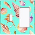 thumbnail image 2 of Metal Light Switch Wall Plate Outlet Cover (Colorful Sea Shells Pattern Teal - Single Toggle Single Rocker), 2 of 2